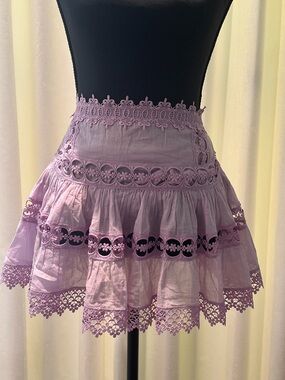 Charo Ruiz Lavender Eyelet Tiered Mini Skirt